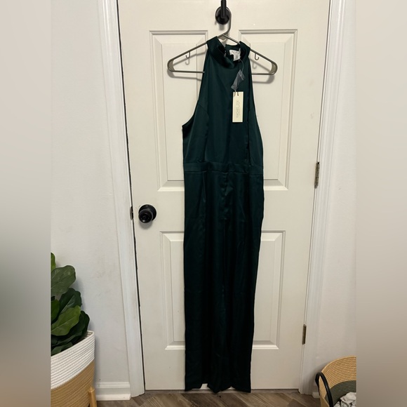 Rachel Zoe Dark Satin Green Jumpsuit - Picture 1 of 4